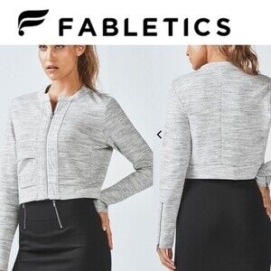 Fabletics Gray Space Dye Long Sleeve Zip Up Magnolia Jacket M